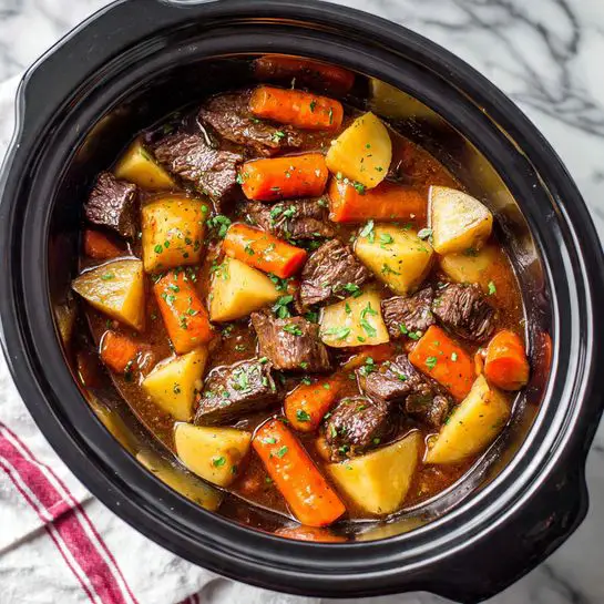 Slow Cooker Beef Tips and Vegetables Recipe