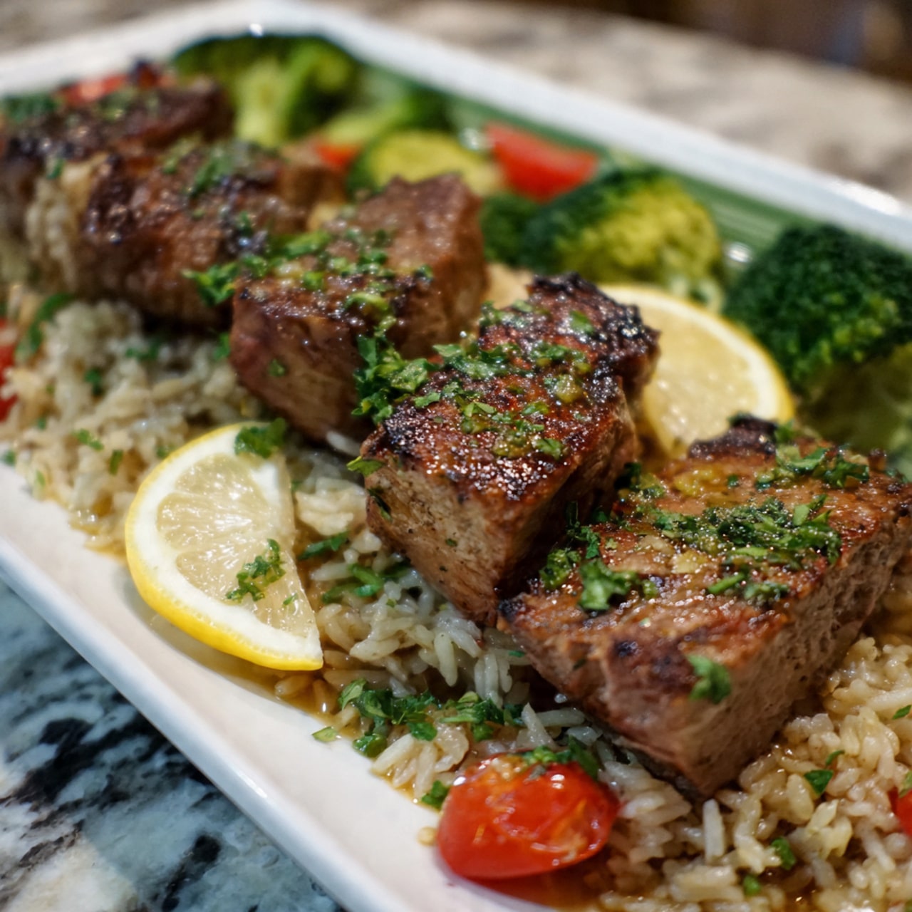 Lemon Chicken Broccoli Orzo Skillet Recipe - Recipe Image