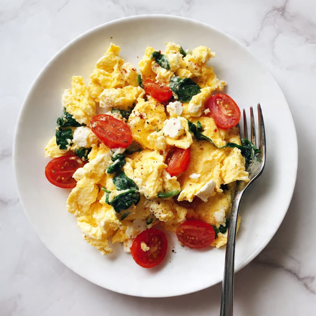 Scrambled Eggs with Spinach and Cheese Recipe