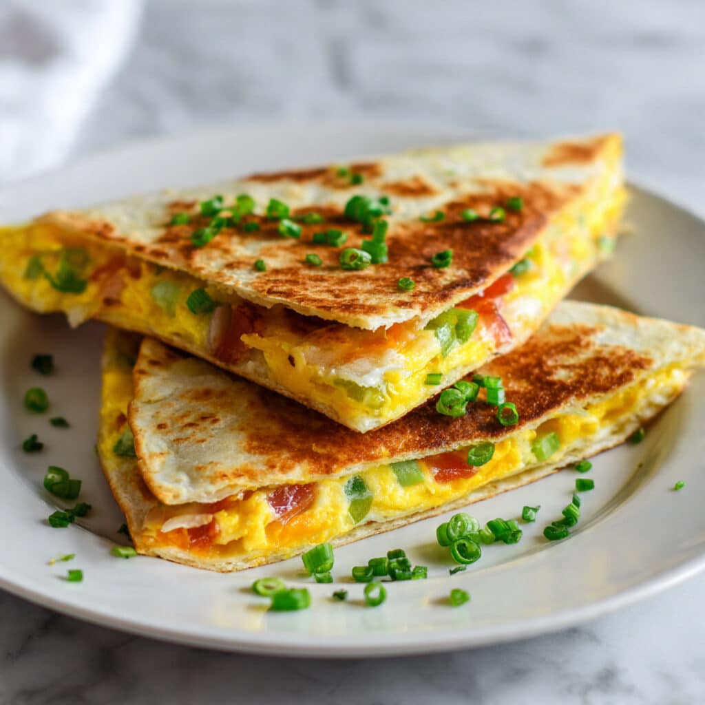 Crispy Breakfast Quesadilla with Eggs, Cheese, and Savory Fillings Recipe