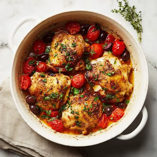 Mediterranean Chicken Bake with Olives, Feta, and Roasted Vegetables Recipe