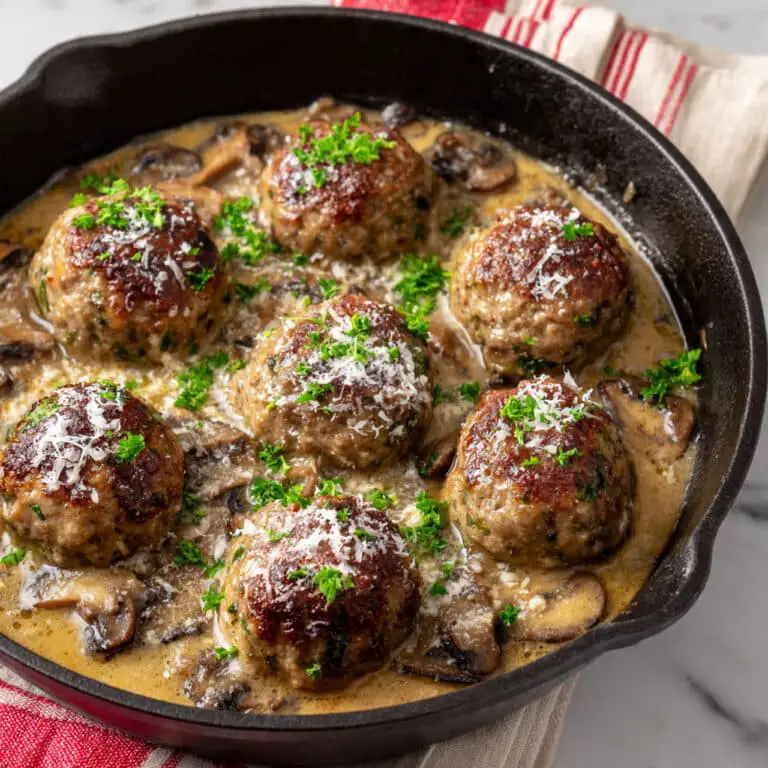 Chicken Marsala Meatballs in Creamy Mushroom Marsala Wine Sauce Recipe