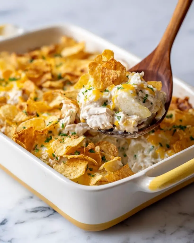 Chicken Casserole with Crispy Potato Chip Topping Recipe