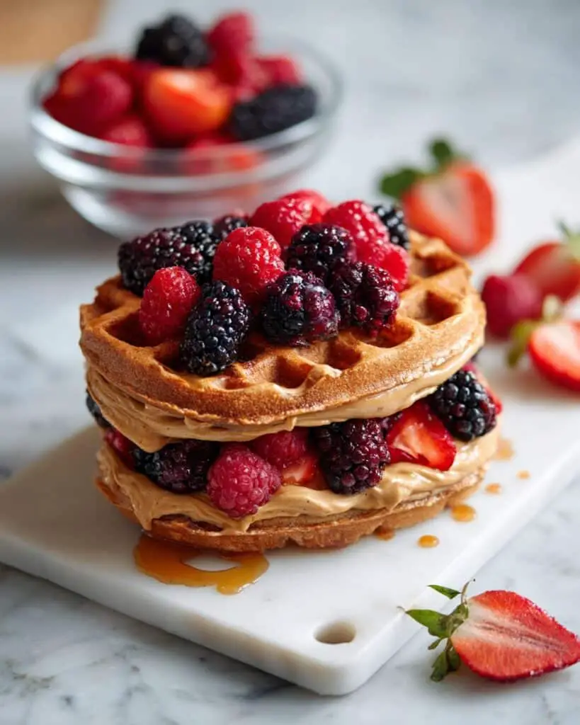 Peanut Butter & Berries Waffle Sandwich Recipe