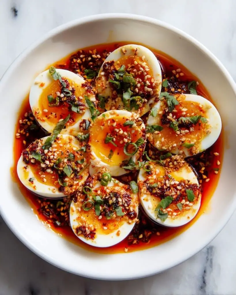 Spicy Chili Garlic Deviled Eggs Recipe