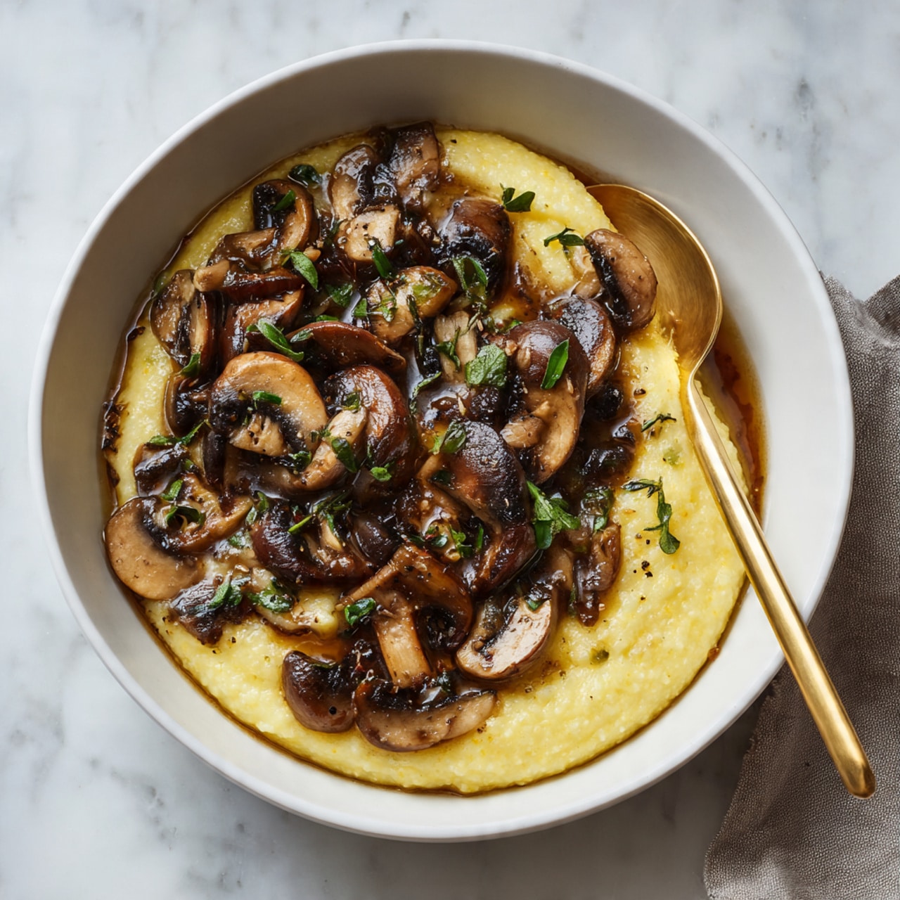 Vegan Polenta with Roasted Mushrooms Recipe