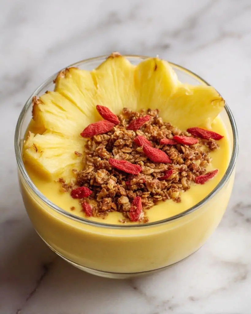 Healthy Breakfast Smoothie Bowl with Fresh Fruits and Crunchy Toppings Recipe