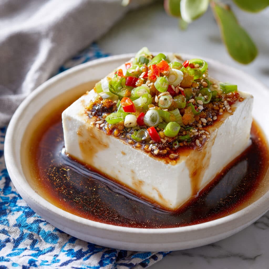 Silken Tofu with Soy Sauce and Green Onion Recipe