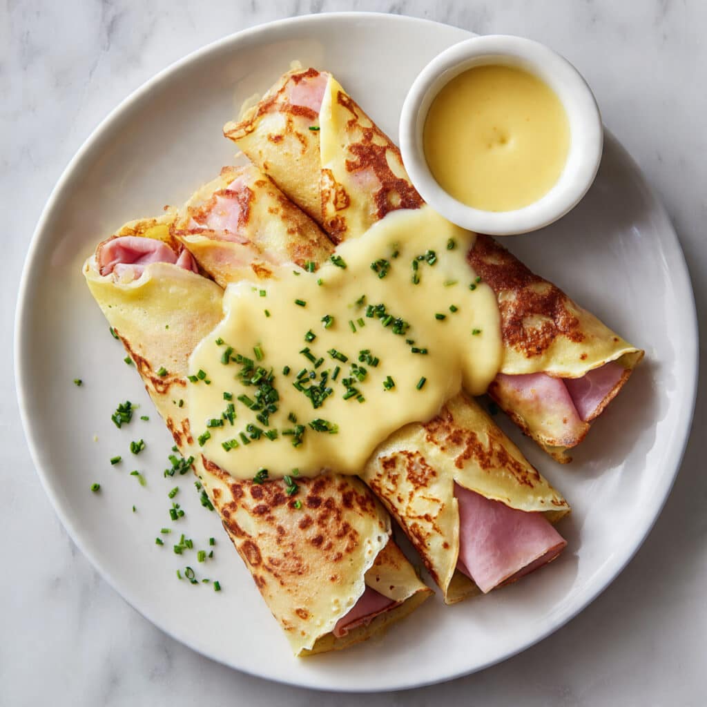 Savory Breakfast Crepes with Eggs, Cheese, and Vegetables Recipe